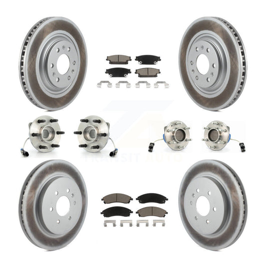 Hub Bearing Coated Brake Rotor & Pads Front Rear Kit (10Pc) For Cadillac SRX RWD