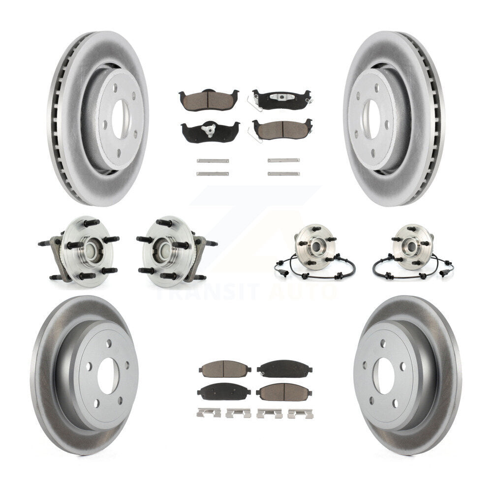 Hub Bearing Coated Brake Rotor Pad Front Rear Kit (10Pc) For Jeep Grand Cherokee