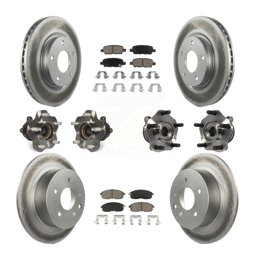Hub Bearing Coated Disc Brake Rotor Pads Front Rear Kit (10Pc) For Nissan Sentra