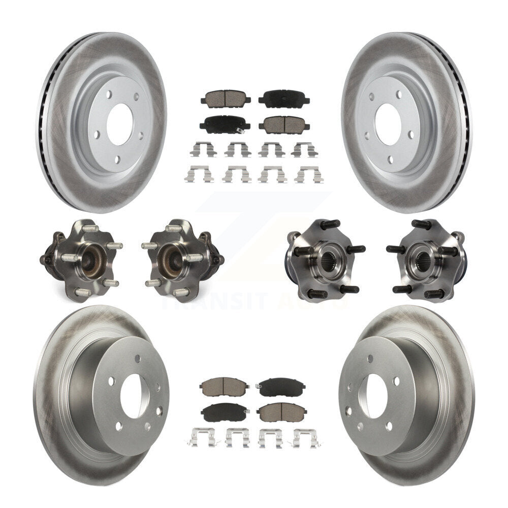 Hub Bearing Coated Disc Brake Rotor Pads Front Rear Kit (10Pc) For Nissan Sentra