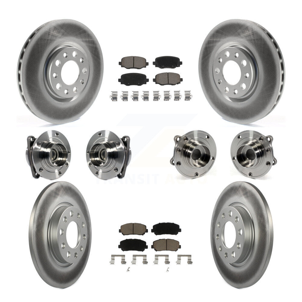Hub Bearing Coated Brake Rotor & Pads Front Rear Kit (10Pc) For Chrysler 200 FWD