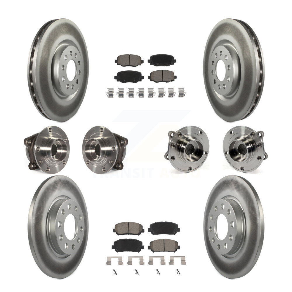 Hub Bearing Coated Brake Rotor & Pads Front Rear Kit (10Pc) For Chrysler 200 AWD