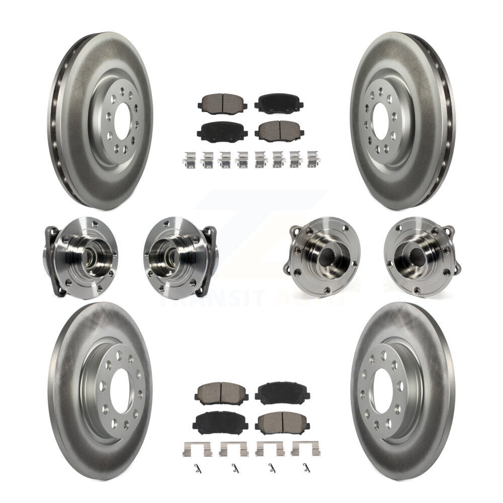 Hub Bearing Coated Brake Rotor & Pads Front Rear Kit (10Pc) For Chrysler 200 FWD