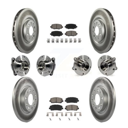 Hub Bearing Coated Brake Rotor & Pads Front Rear Kit (10Pc) For Chrysler 200 FWD