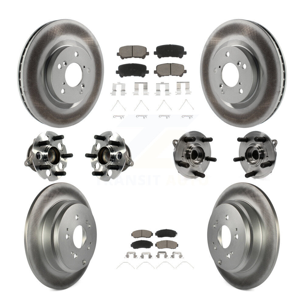 Hub Bearing Coated Brake Rotor Pad Front Rear Kit (10Pc) For 11-14 Honda Odyssey