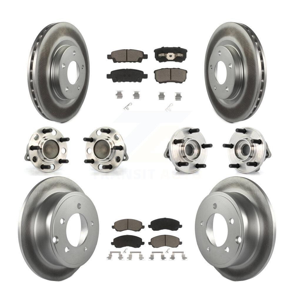 Hub Bearing Coated Brake Rotor Pads Front Rear Kit (10Pc) For Chrysler Dodge 200