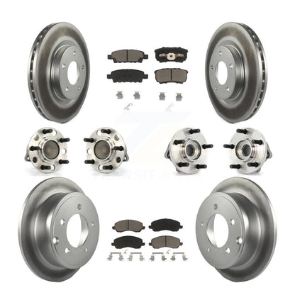 Hub Bearing Coated Brake Rotor Pads Front Rear Kit (10Pc) For Chrysler Dodge 200