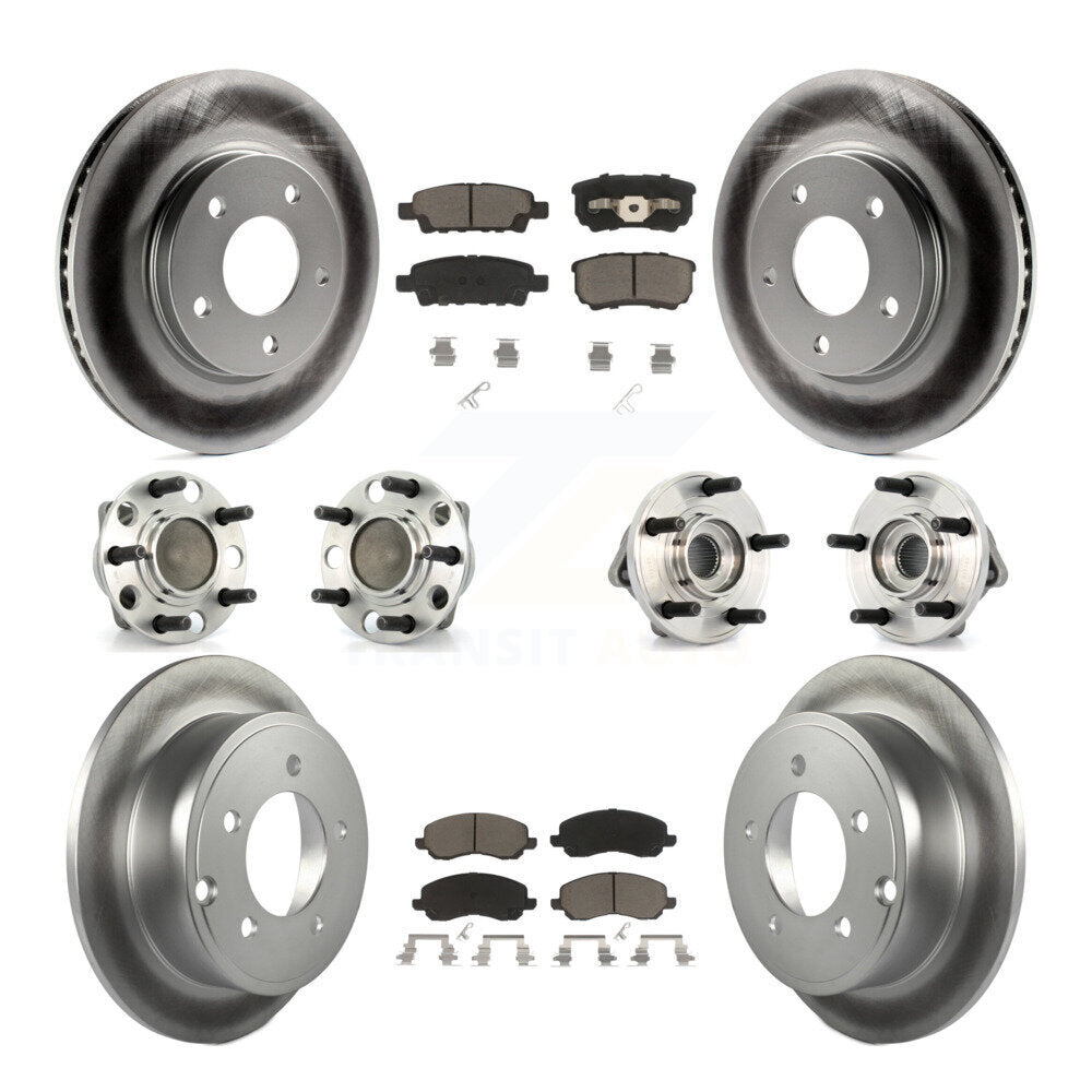 Hub Bearing Coated Disc Brake Rotor Pads Front Rear Kit (10Pc) For Dodge Caliber