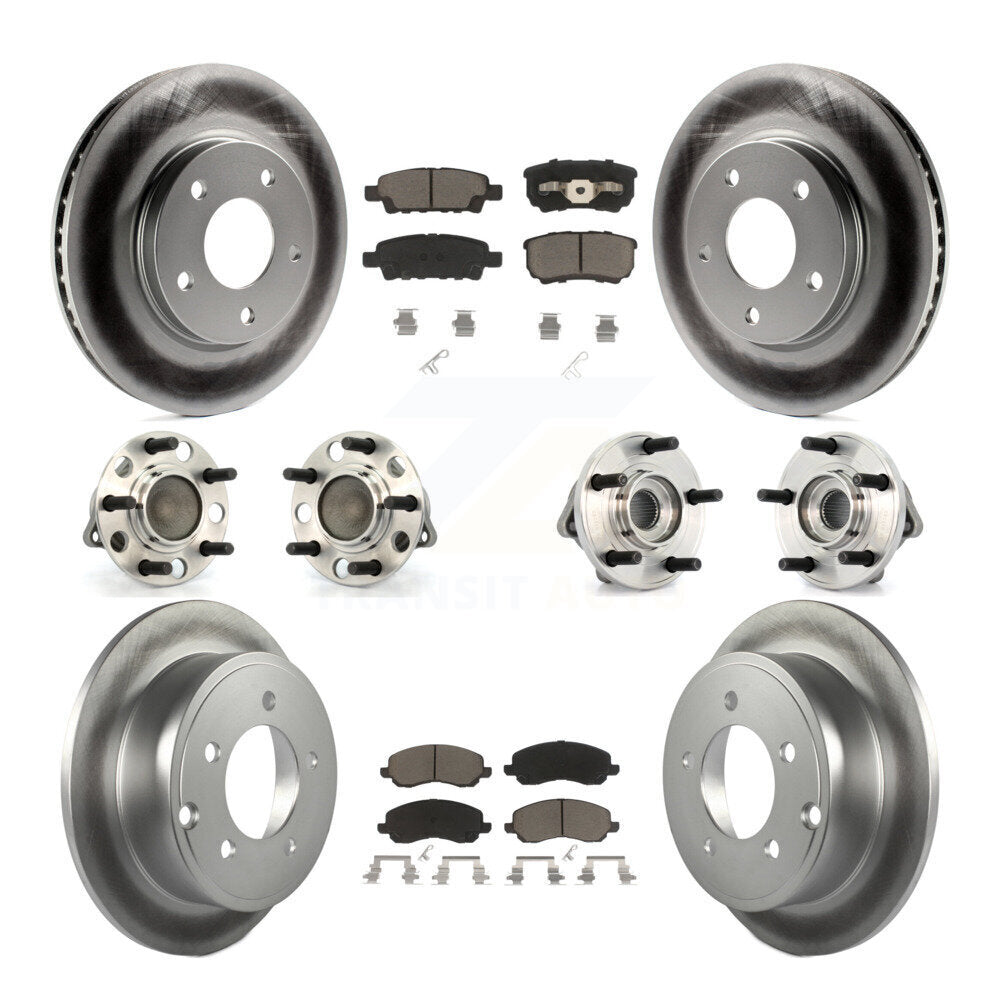 Hub Bearing Coated Disc Brake Rotor Pads Front Rear Kit (10Pc) For Dodge Caliber