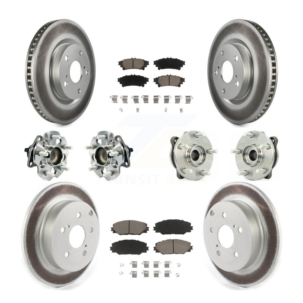 Hub Bearing Coated Brake Rotor Pads Front Rear Kit (10Pc) For 16-20 Toyota Mirai