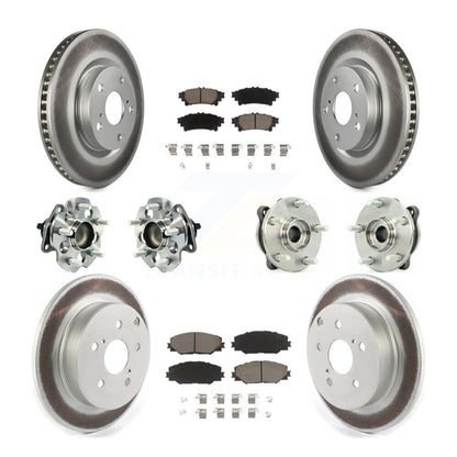 Hub Bearing Coated Brake Rotor Pads Front Rear Kit (10Pc) For 16-20 Toyota Mirai