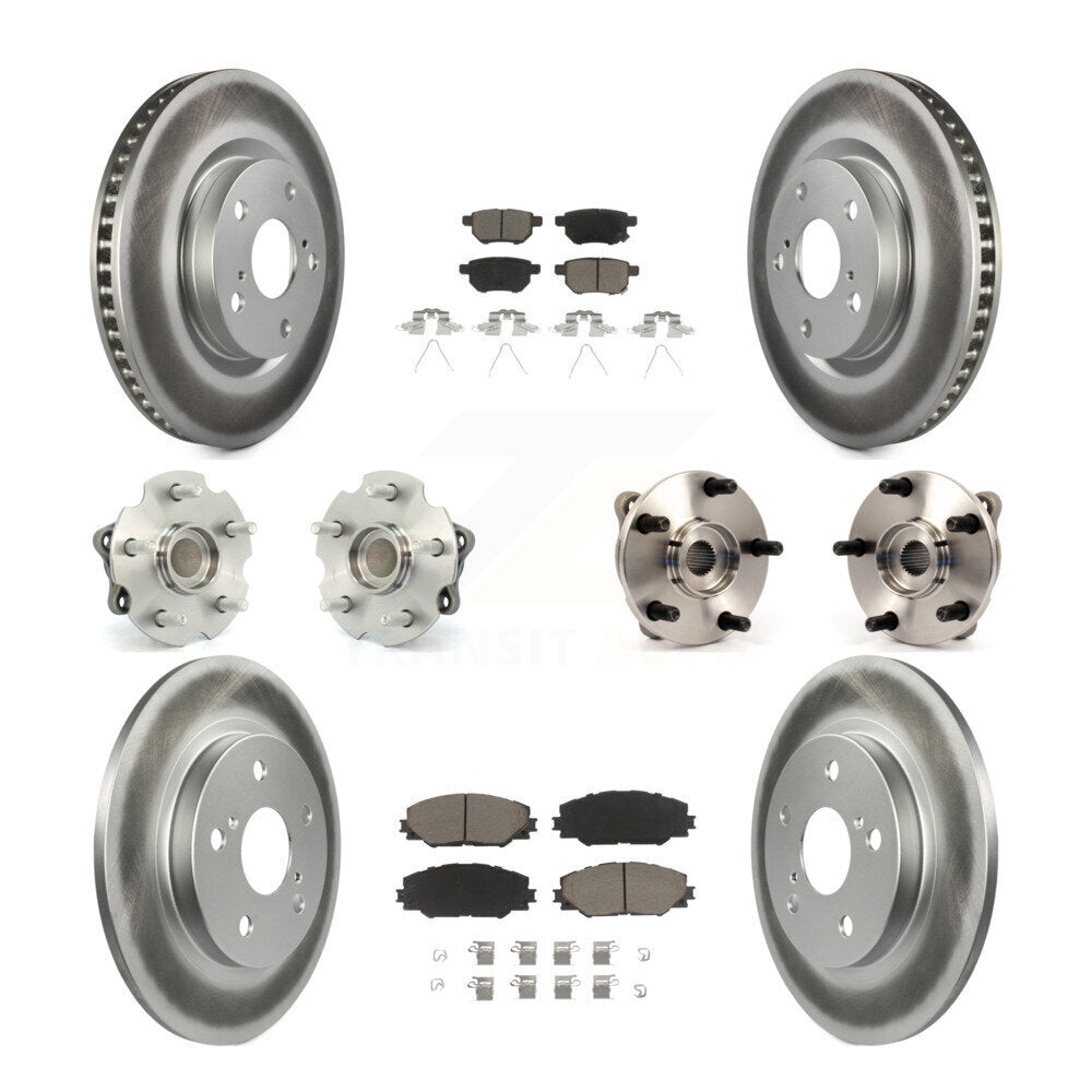 Hub Bearing Coated Brake Rotor & Pad Front Rear Kit (10Pc) For Toyota Corolla iM