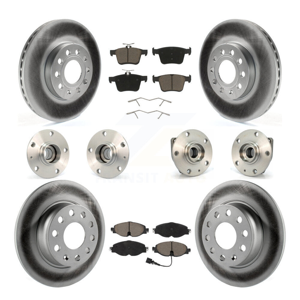 Hub Bearing Coated Brake Rotor & Pad Front Rear Kit (10Pc) For Volkswagen e-Golf