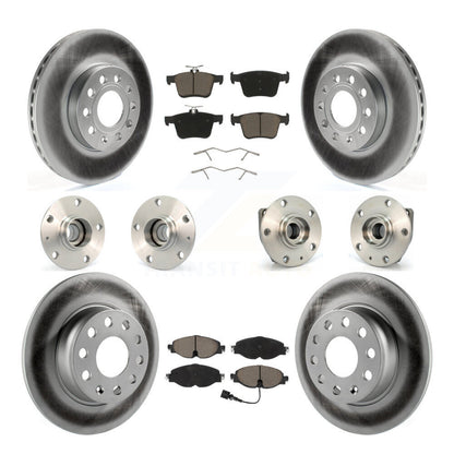 Hub Bearing Coated Brake Rotor & Pad Front Rear Kit (10Pc) For Volkswagen e-Golf
