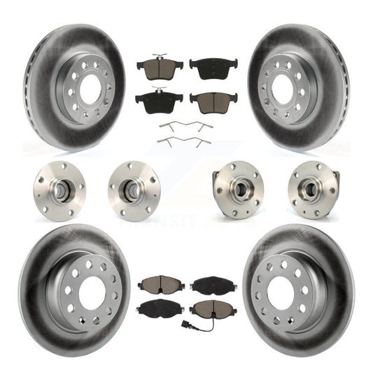 Hub Bearing Coated Brake Rotor & Pad Front Rear Kit (10Pc) For Volkswagen e-Golf