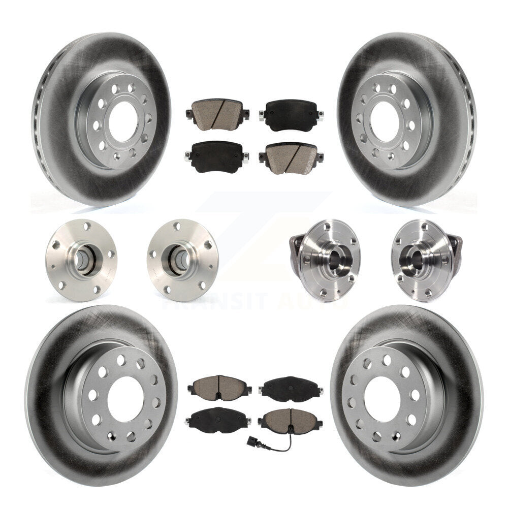 Hub Bearing Coated Brake Rotor And Pad Front Rear Kit (10Pc) For Volkswagen Golf