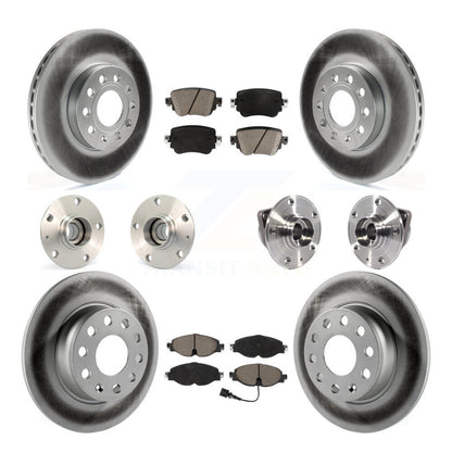 Hub Bearing Coated Brake Rotor And Pad Front Rear Kit (10Pc) For Volkswagen Golf