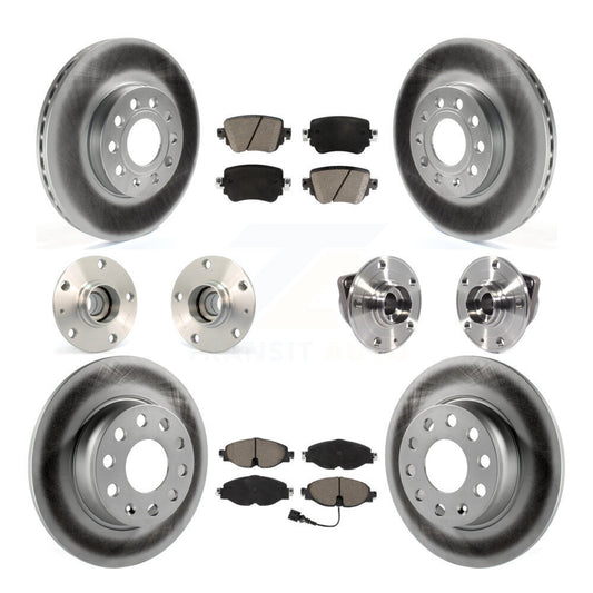 Hub Bearing Coated Brake Rotor And Pad Front Rear Kit (10Pc) For Volkswagen Golf
