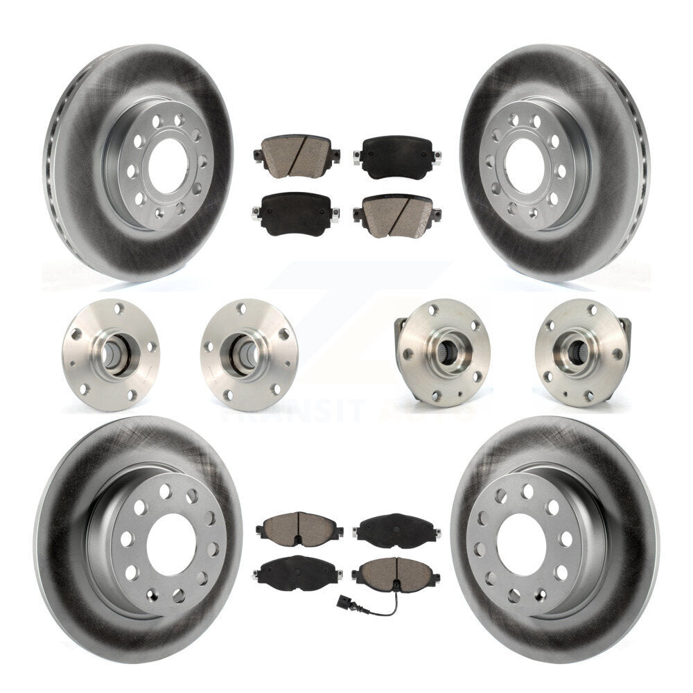 Hub Bearing Coated Brake Rotor And Pad Front Rear Kit (10Pc) For Volkswagen Golf