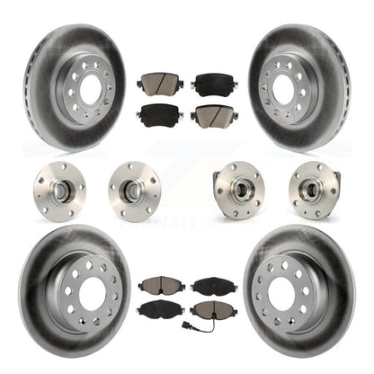 Hub Bearing Coated Brake Rotor And Pad Front Rear Kit (10Pc) For Volkswagen Golf