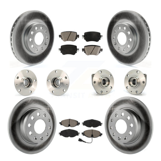 Hub Bearing Coated Brake Rotor And Pad Front Rear Kit (10Pc) For Volkswagen Golf