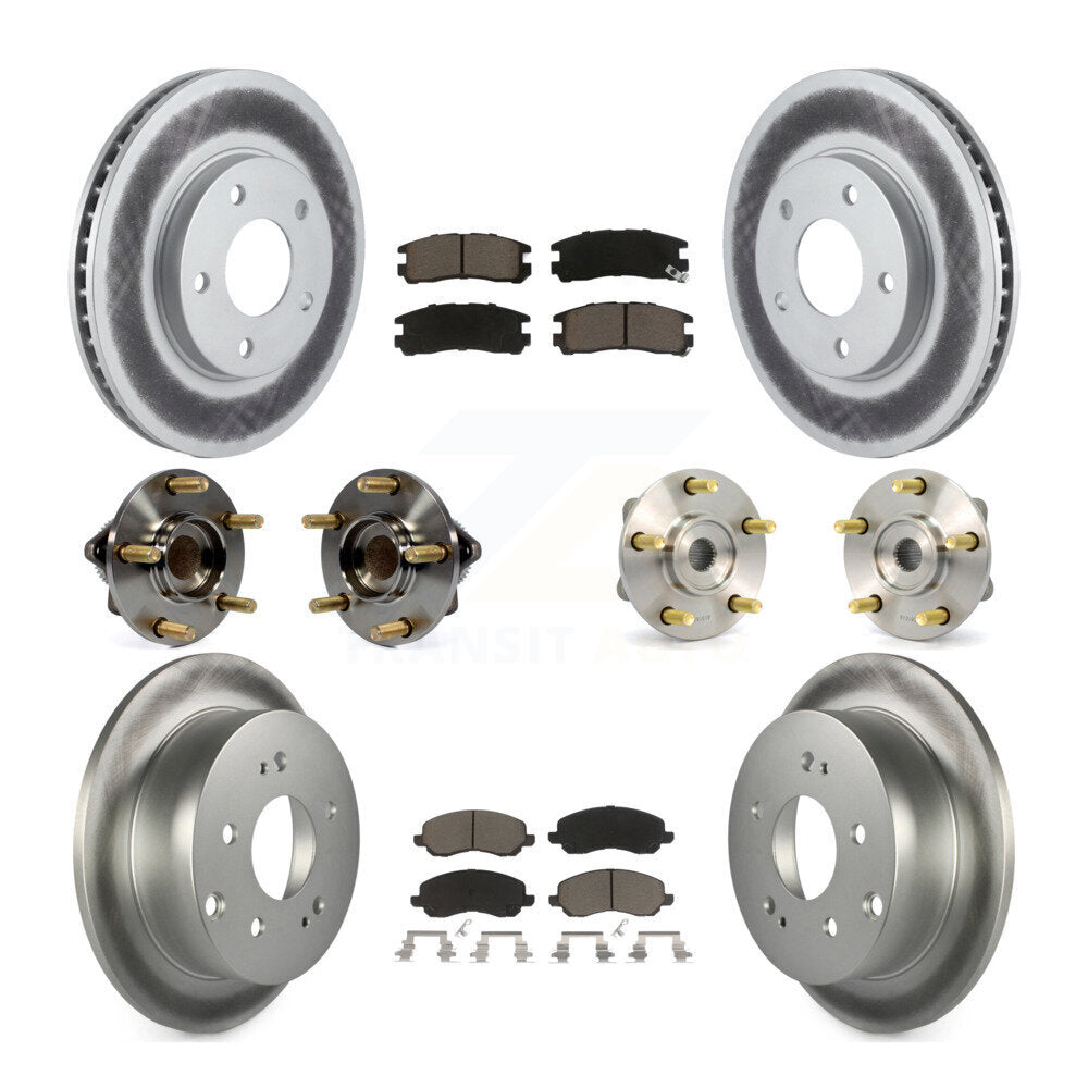 Hub Bearing Coated Brake Rotor & Pad Front Rear Kit (10Pc) For Mitsubishi Galant
