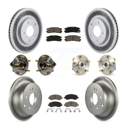 Hub Bearing Coated Brake Rotor & Pad Front Rear Kit (10Pc) For Mitsubishi Galant