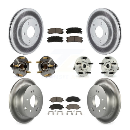 Hub Bearing Coated Brake Rotor & Pad Front Rear Kit (10Pc) For Mitsubishi Galant