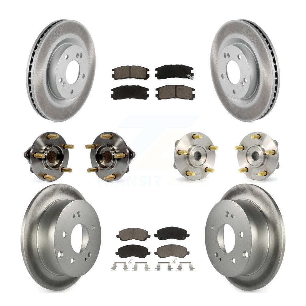 Hub Bearing Coated Brake Rotor Pads Front Rear Kit (10Pc) For Mitsubishi Eclipse