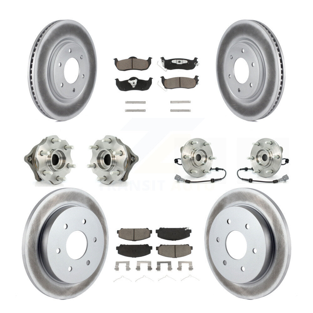 Hub Bearing Coated Disc Brake Rotor Pads Front Rear Kit (10Pc) For Nissan Armada