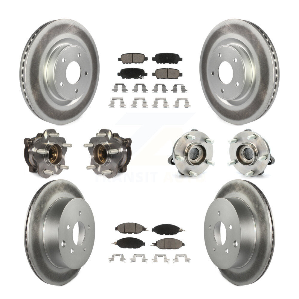 Hub Bearing Coated Brake Rotor & Pad Front Rear Kit (10Pc) For Nissan Pathfinder