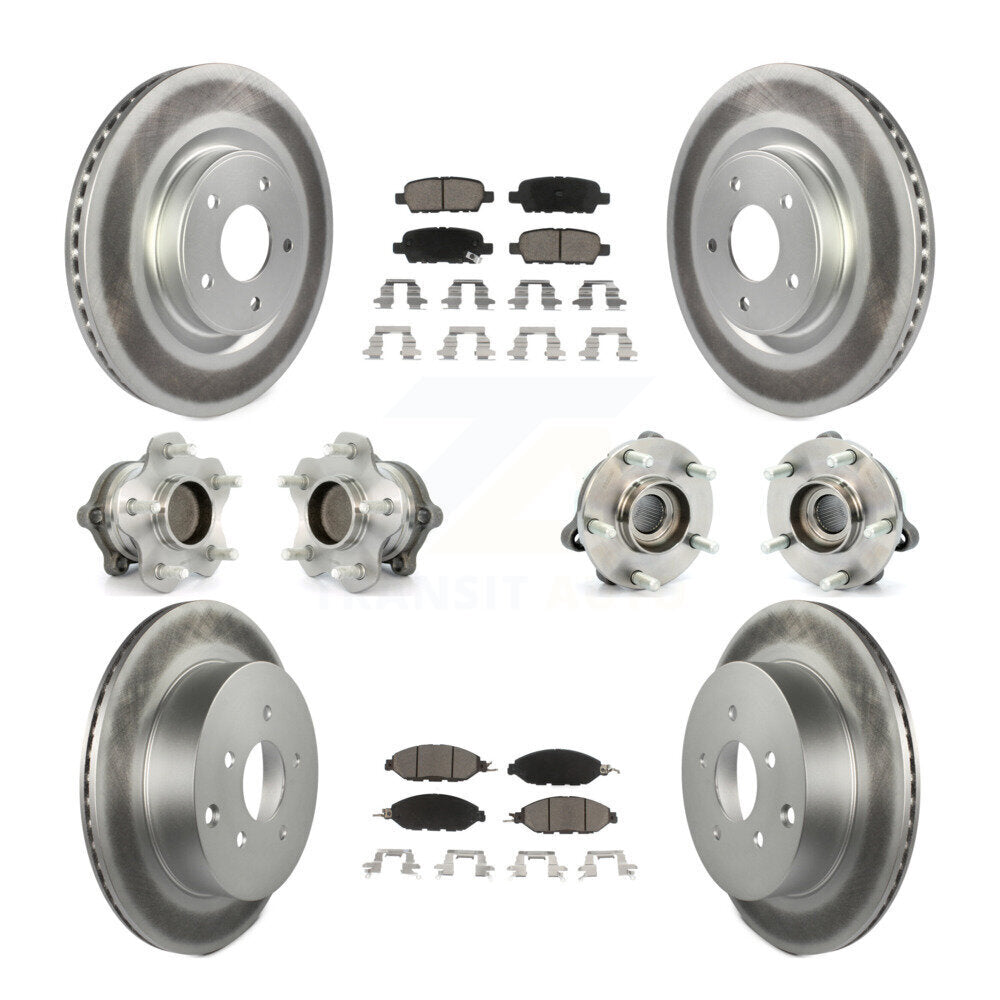 Hub Bearing Coat Brake Rotor Pad Front Rear Kit (10Pc) For Nissan Pathfinder FWD