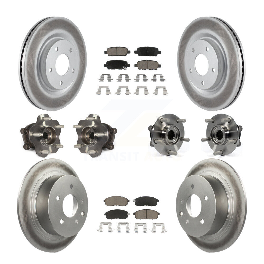 Hub Bearing Coated Disc Brake Rotor & Pads Front Rear Kit (10Pc) For Nissan Juke