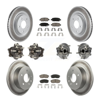 Hub Bearing Coated Disc Brake Rotor & Pads Front Rear Kit (10Pc) For Nissan Juke