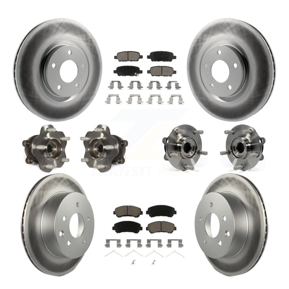Hub Bearing Coated Disc Brake Rotor & Pads Front Rear Kit (10Pc) For Nissan Juke