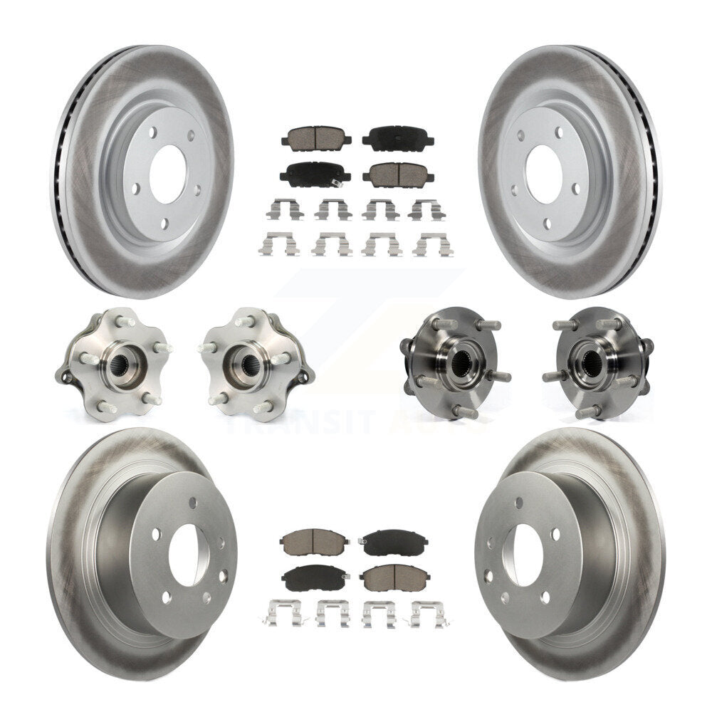 Hub Bearing Coated Disc Brake Rotor & Pads Front Rear Kit (10Pc) For Nissan Juke