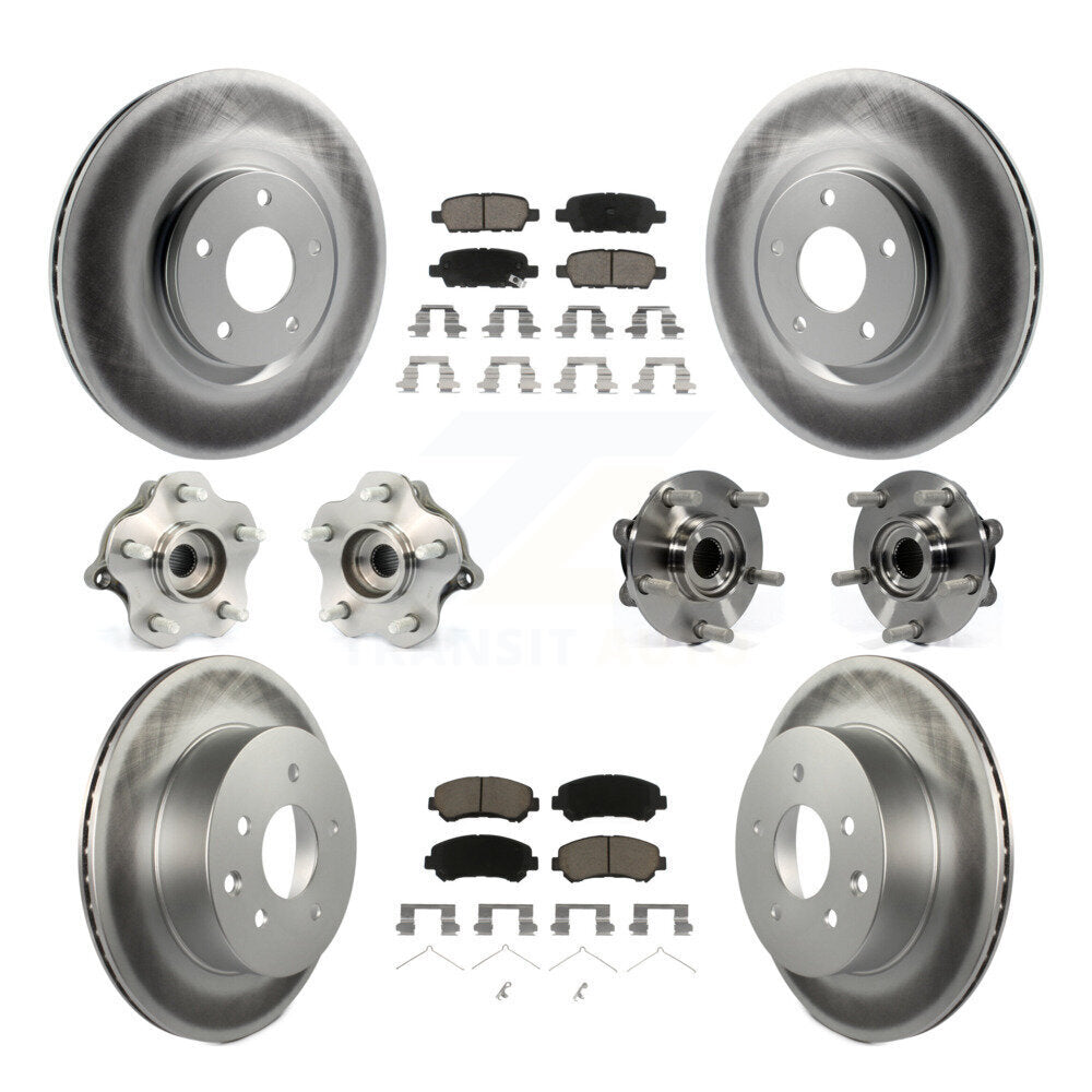 Hub Bearing Coat Brake Rotor Pads Front Rear Kit (10Pc) For Nissan Juke To 04 14