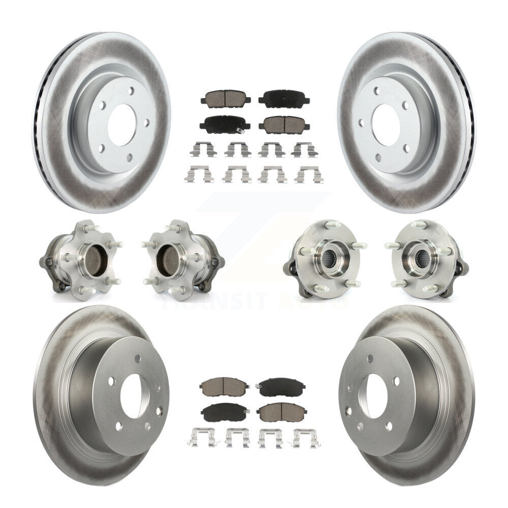 Hub Bearing Coated Disc Brake Rotor Pads Front Rear Kit (10Pc) For Nissan Altima