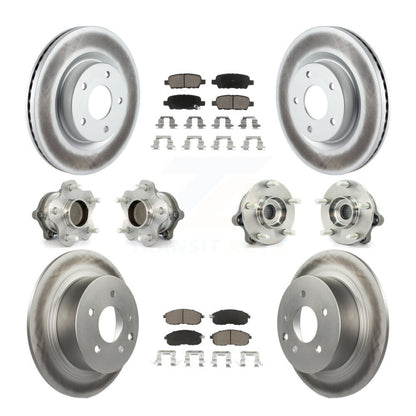 Hub Bearing Coated Disc Brake Rotor Pads Front Rear Kit (10Pc) For Nissan Altima