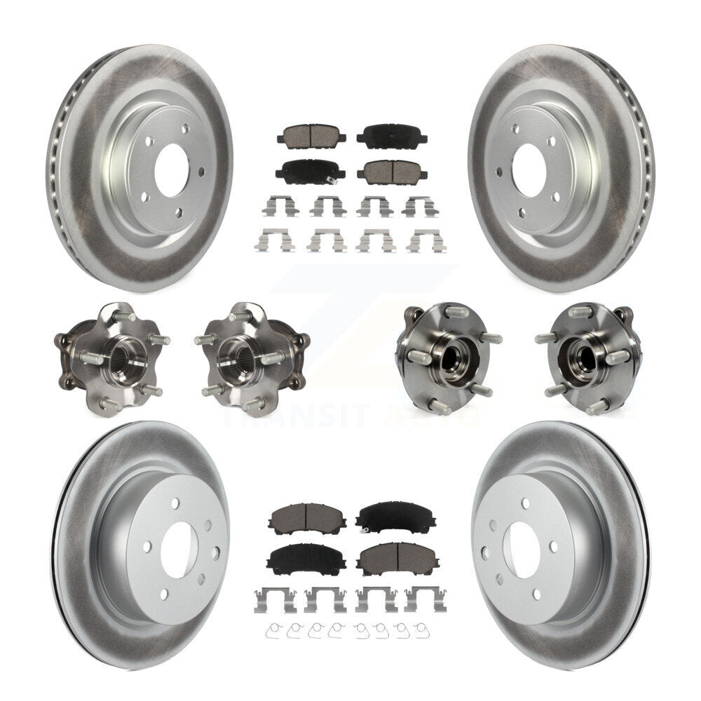 Hub Bearing Coated Brake Rotor & Pad Front Rear Kit (10Pc) For INFINITI QX50 RWD