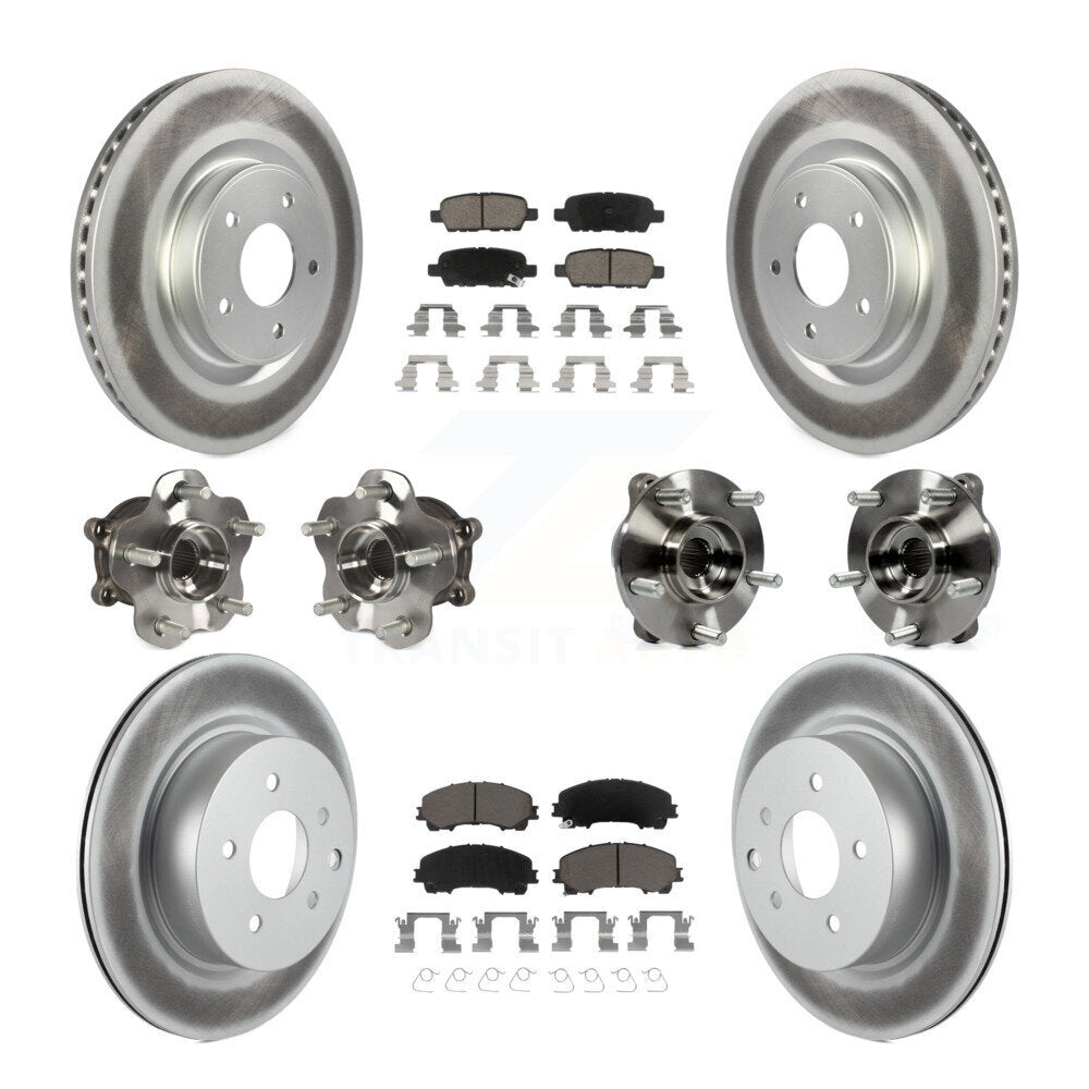 Hub Bearing Coated Brake Rotor & Pad Front Rear Kit (10Pc) For INFINITI QX50 AWD