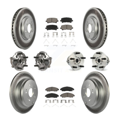 Hub Bearing Coat Brake Rotor Pad Front Rear Kit (10Pc) For Honda Pilot Acura MDX