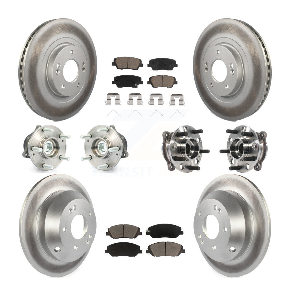 Hub Bearing Coated Brake Rotor Pad Front Rear Kit (10Pc) For Hyundai Santa Fe XL