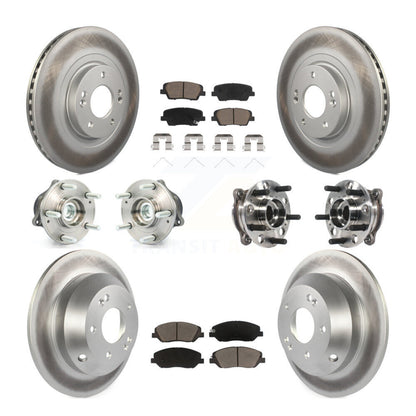 Hub Bearing Coated Brake Rotor Pad Front Rear Kit (10Pc) For Hyundai Santa Fe XL