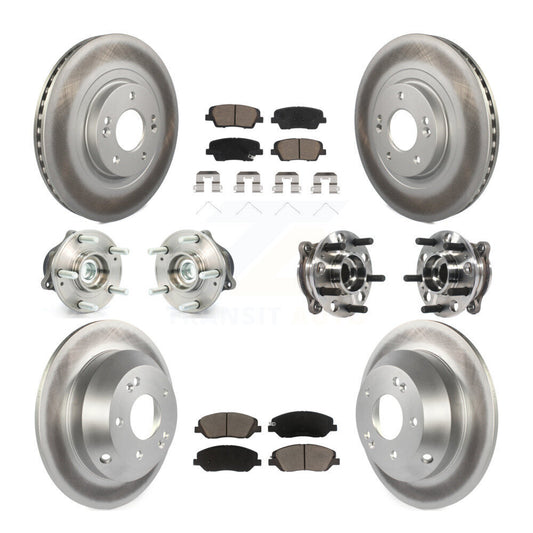 Hub Bearing Coated Brake Rotor Pad Front Rear Kit (10Pc) For Hyundai Santa Fe XL