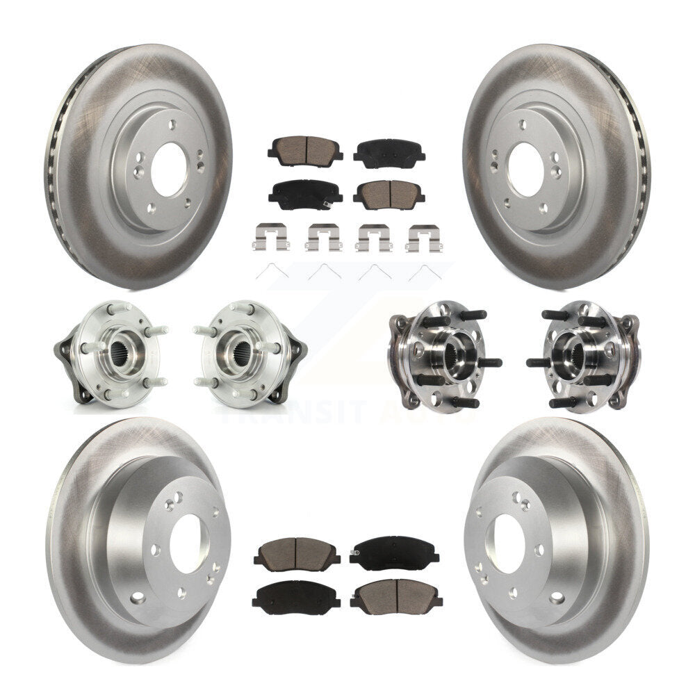 Hub Bearing Coated Brake Rotor Pad Front Rear Kit (10Pc) For Hyundai Santa Fe XL