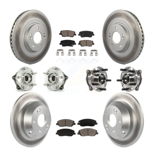 Hub Bearing Coated Brake Rotor Pad Front Rear Kit (10Pc) For Hyundai Santa Fe XL