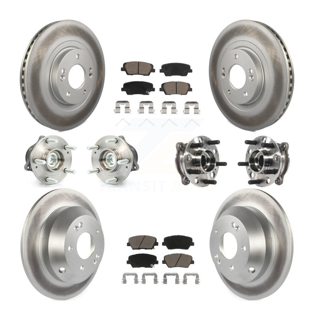 Hub Bearing Coated Brake Rotor Pad Front Rear Kit For Hyundai Santa Fe Sport FWD