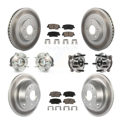 Hub Bearing Coated Brake Rotor Pad Front Rear Kit For Hyundai Santa Fe Sport FWD