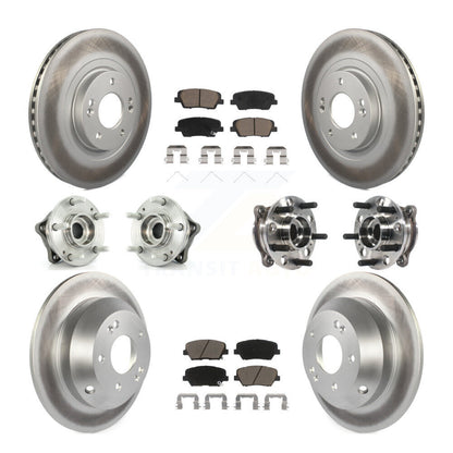 Hub Bearing Coated Brake Rotor Pad Front Rear Kit For Hyundai Santa Fe Sport AWD